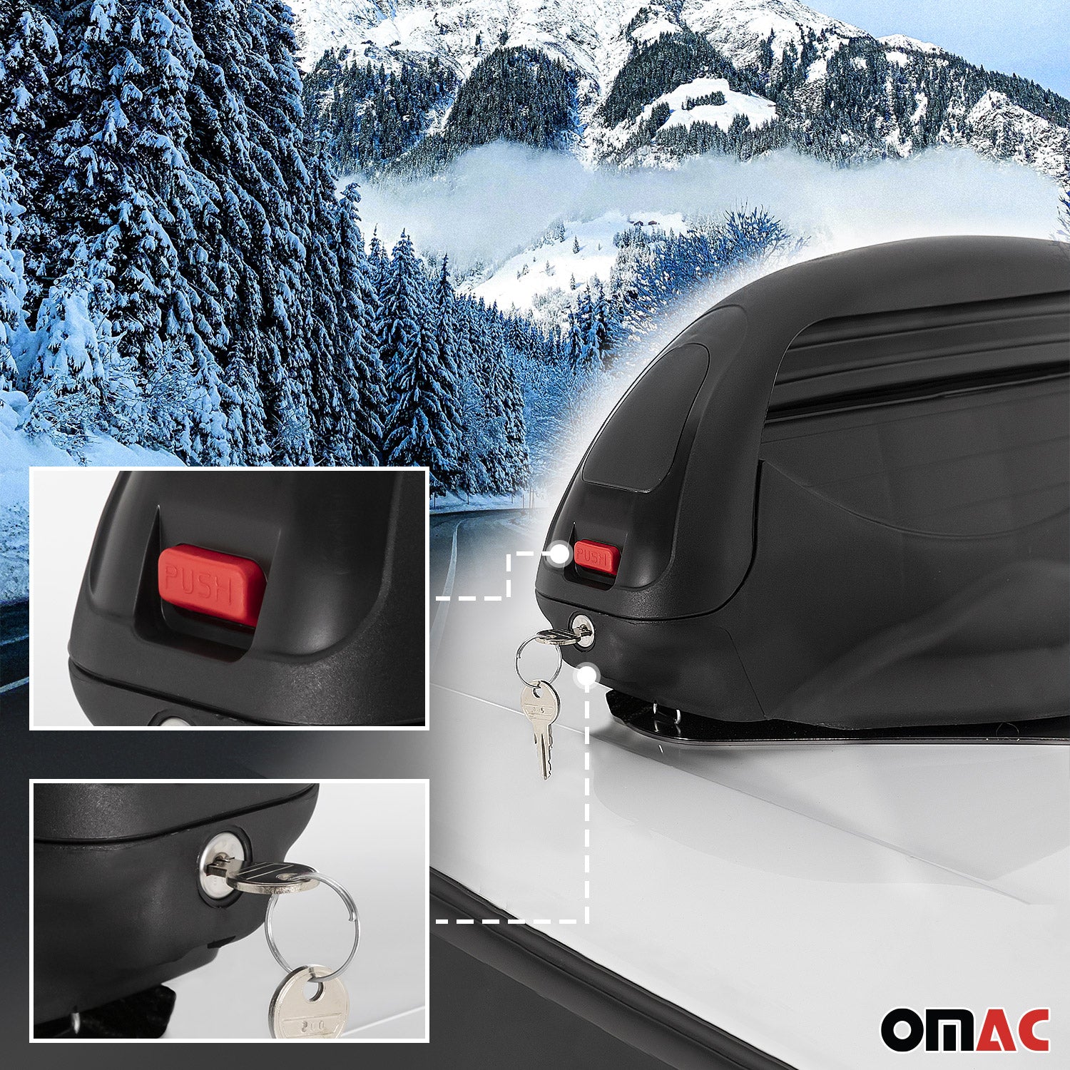 OMAC Menabo Porte-Skis Magnétique Porte-Snowboard Universel Verrouillable Noir