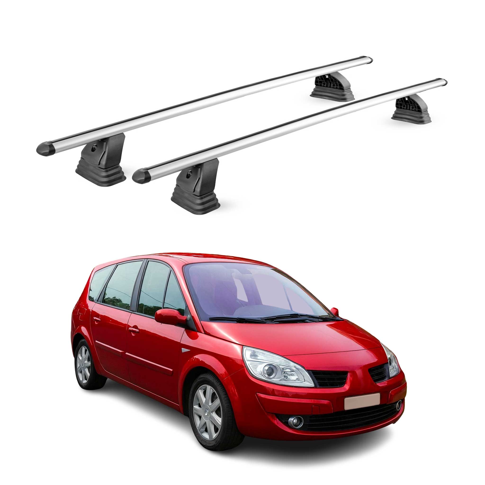 Barres de toit transversales Alu pour Renault Grand Scenic 2003-2009 TÜV Gris 2x