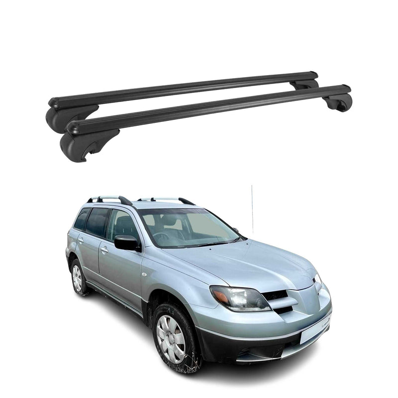 Barres de toit Transversales pour Mitsubishi Outlander 2001-2006 Aluminium Noir