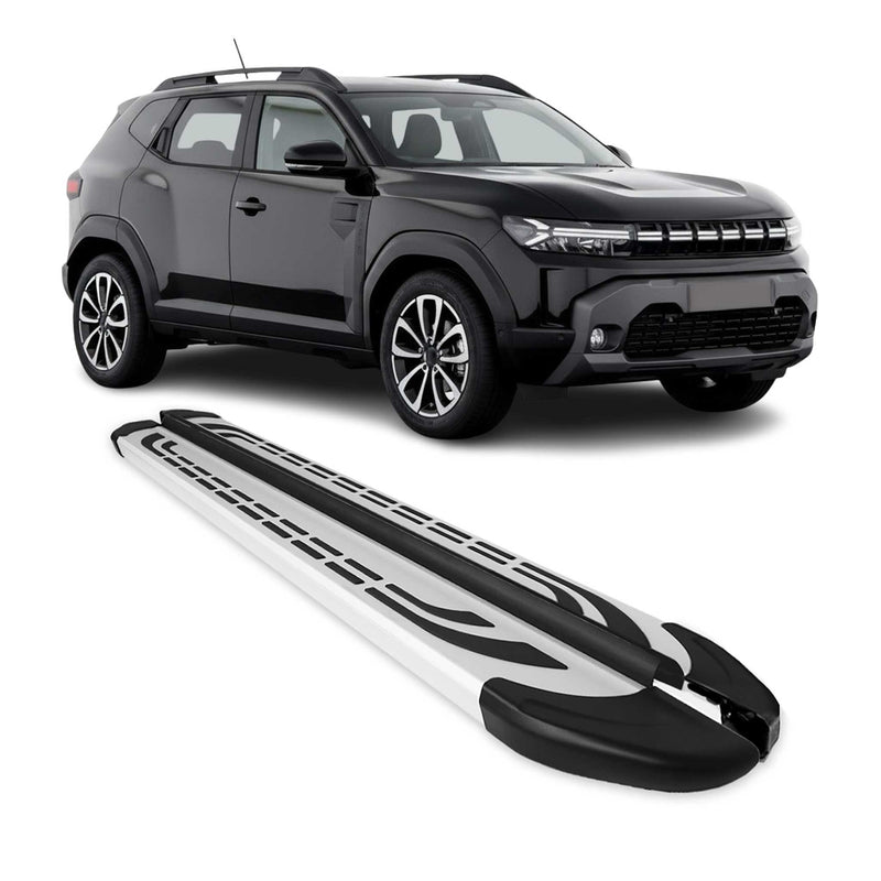 Marchepieds Latéraux pour Renault Duster / Dacia Duster 2023-2025 Alu Gris 2Pcs