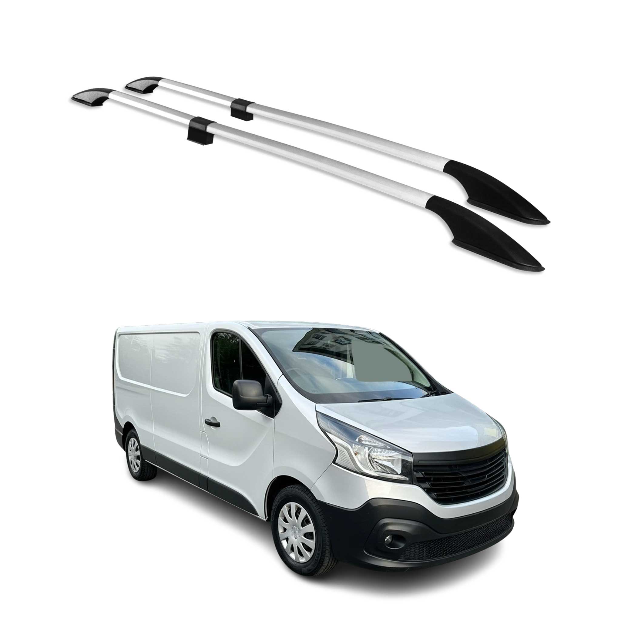 Barres de toit longitudinales pour Renault Trafic 3 Long L2 2014-2026 Alu Gris