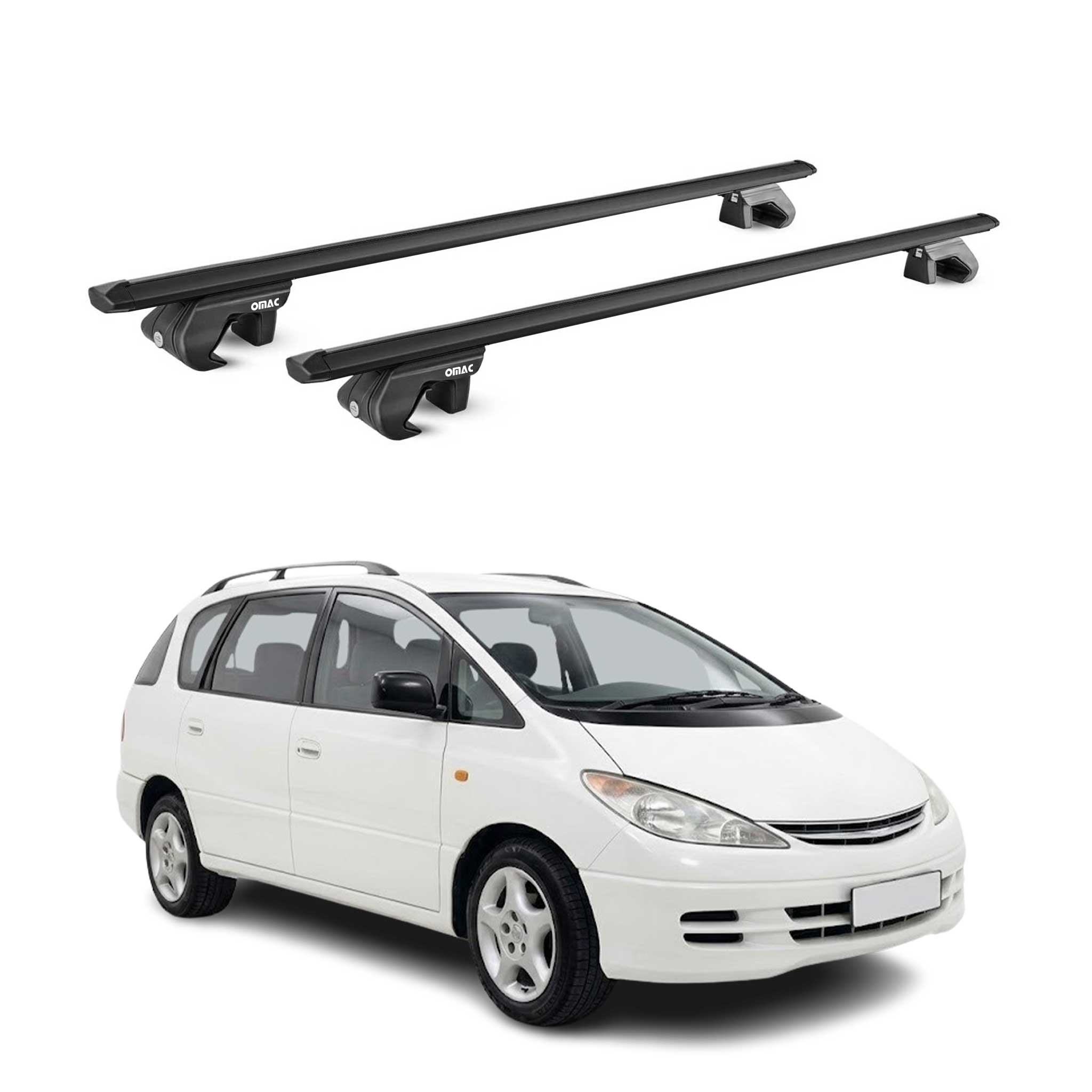 Barres de toit transversales pour Toyota Previa II 2000-2005 Aluminium Noir ABE