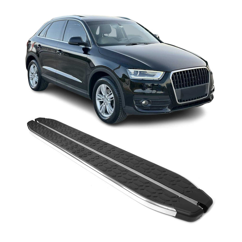Marchepieds latéraux pour Audi Q3 8U 2011-2018 inox Brillant Argent Noir 2Pcs