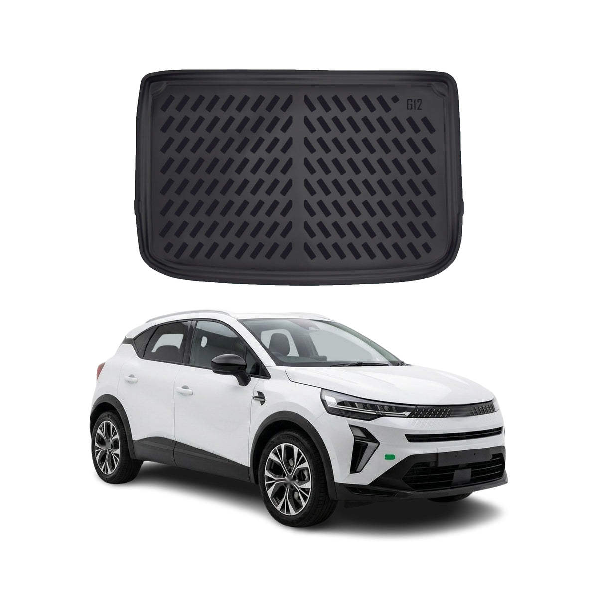 Tapis de coffre pour Renault Captur 2 Upper 2019-2027 Noir 3D en Caoutchouc TPE