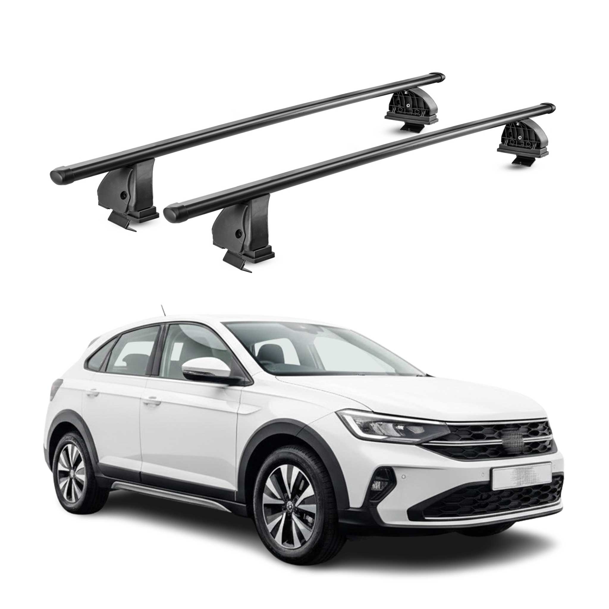 Barres de toit transversales acier pour VW Taigo 2021-2026 TÜV 75 kg Noir 2Pcs