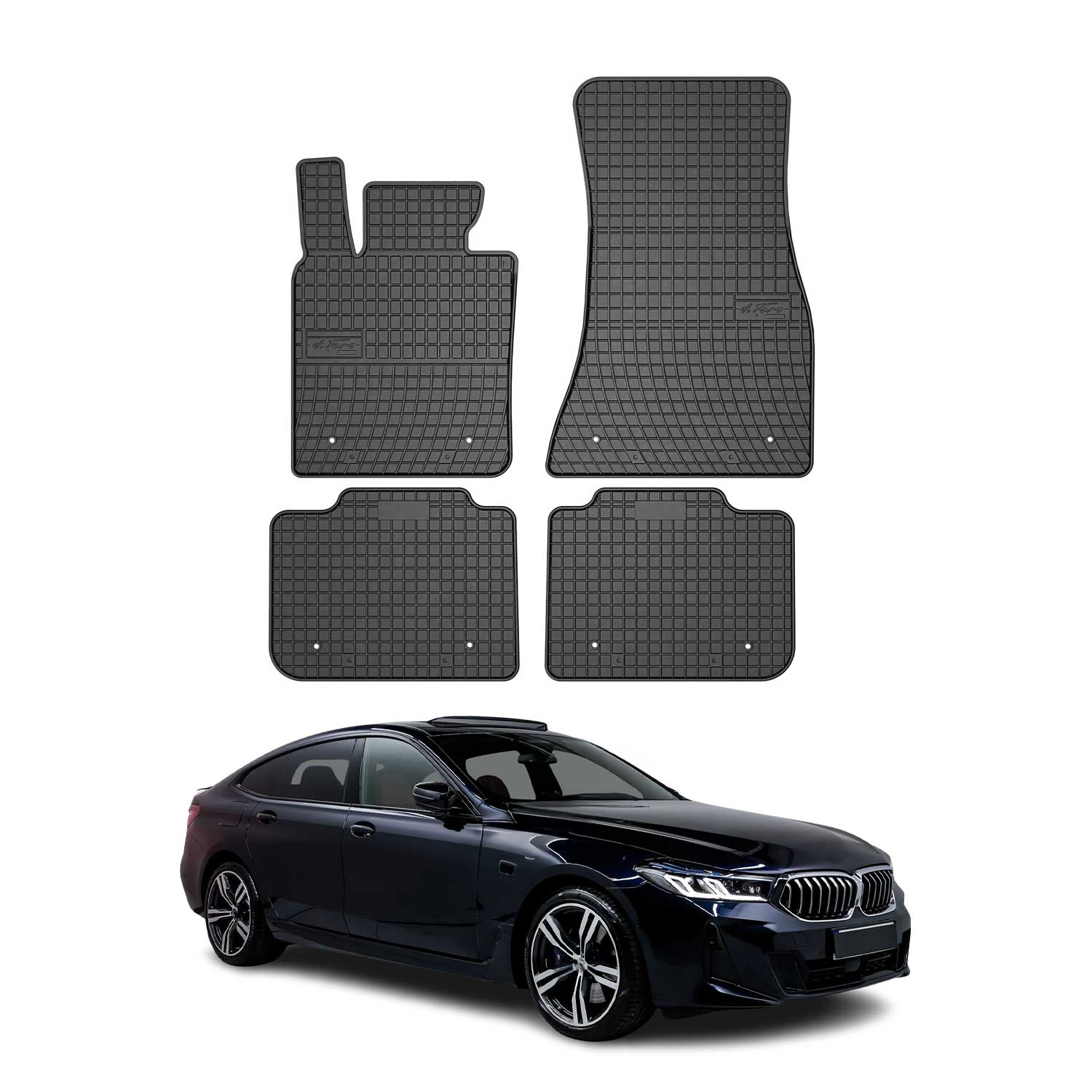 OMAC Tapis de sol pour BMW Série 6 Gran Turismo G32 2017-2025 Noir caoutchouc