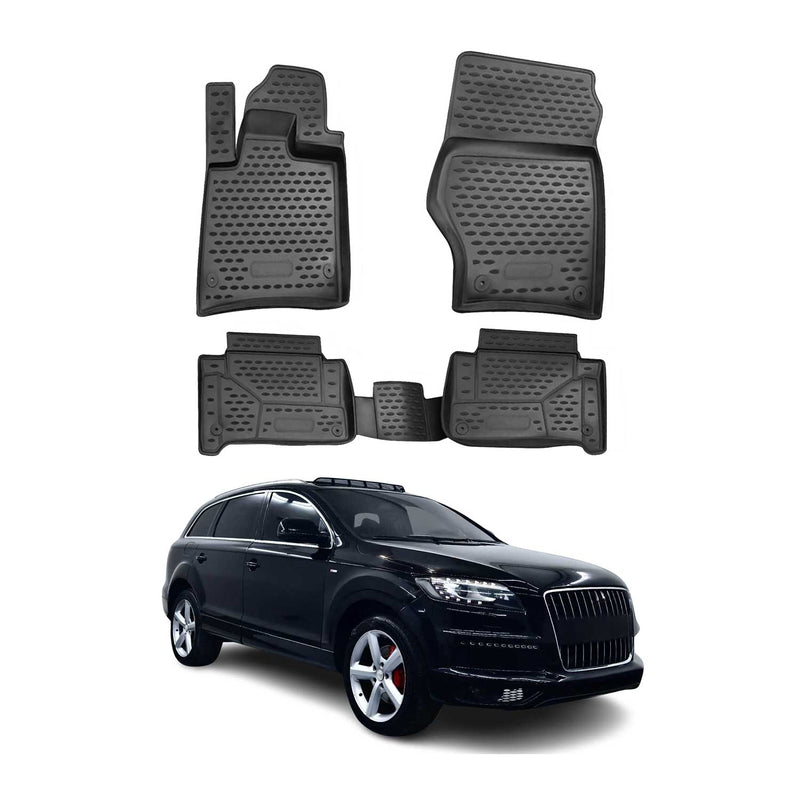 OMAC 3D Tapis de sol pour Audi Q7 4LB 2006-2015 caoutchouc TPE Noir 4x