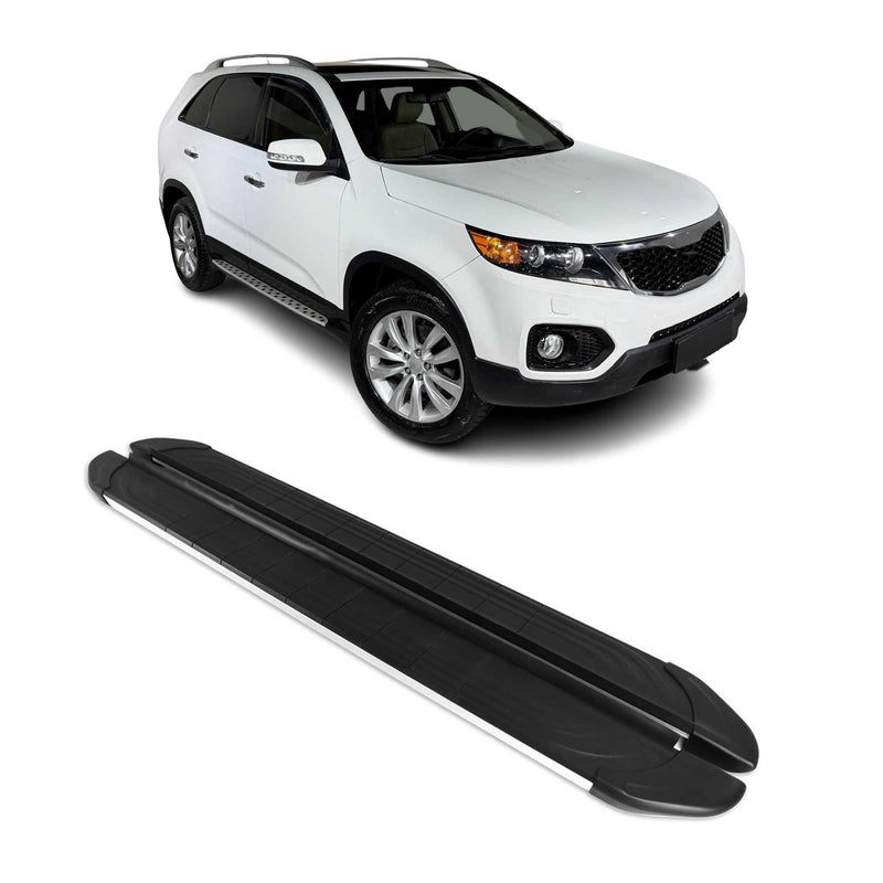 Marchepieds Latéraux pour Kia Sorento 2009-2013 Aluminium Gris Noir 2Pcs