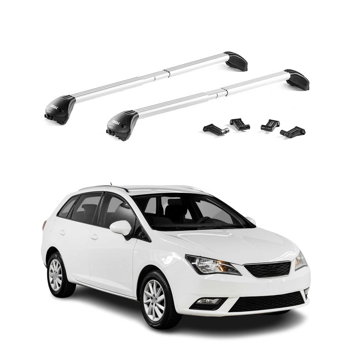 Barres de toit transversales pour Seat Ibiza mk4 Break 2010-2017 Alu Gris ABE