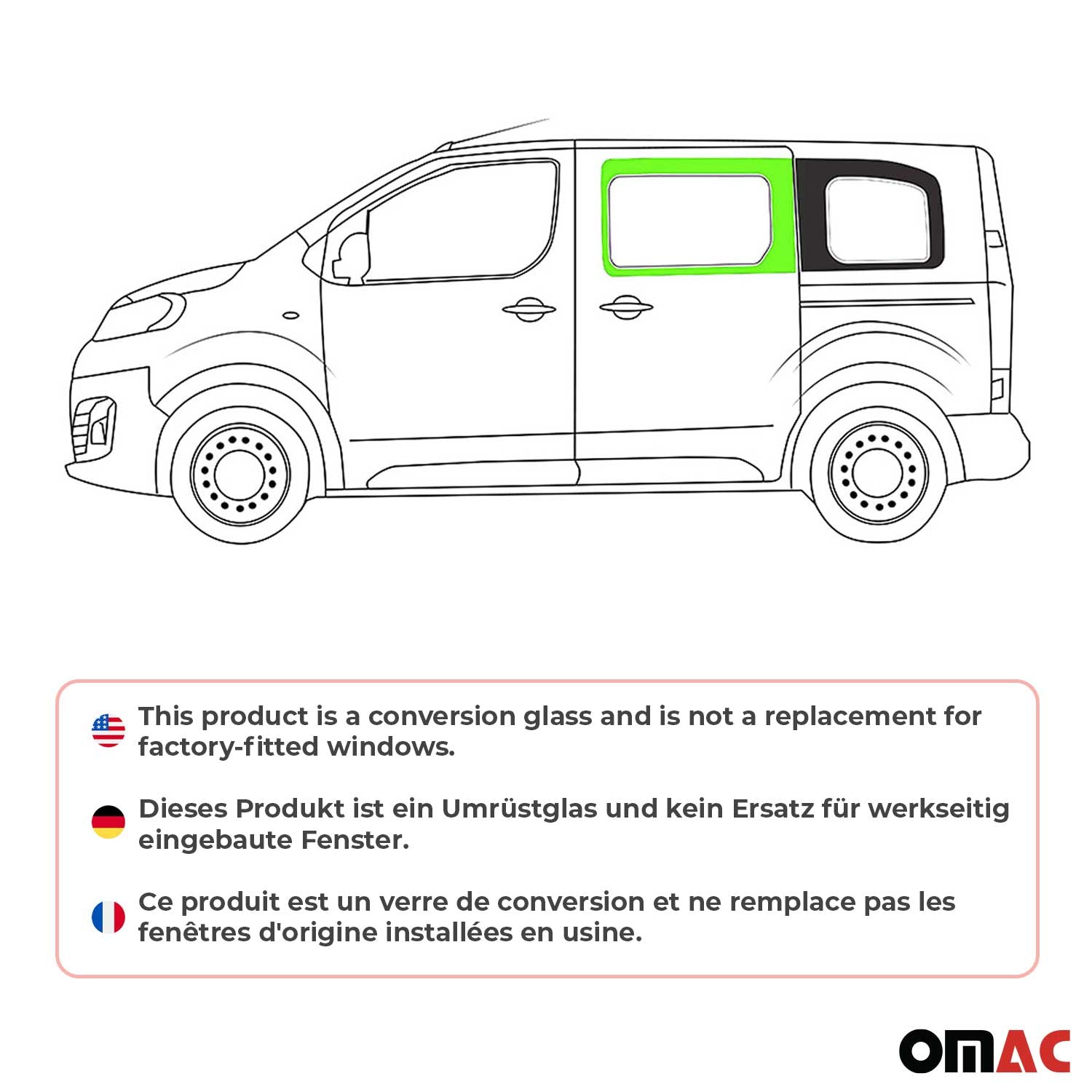 Vitre de Porte pour Citroen Jumpy 2016-2026 L1 Avant Gauche Verre fixe