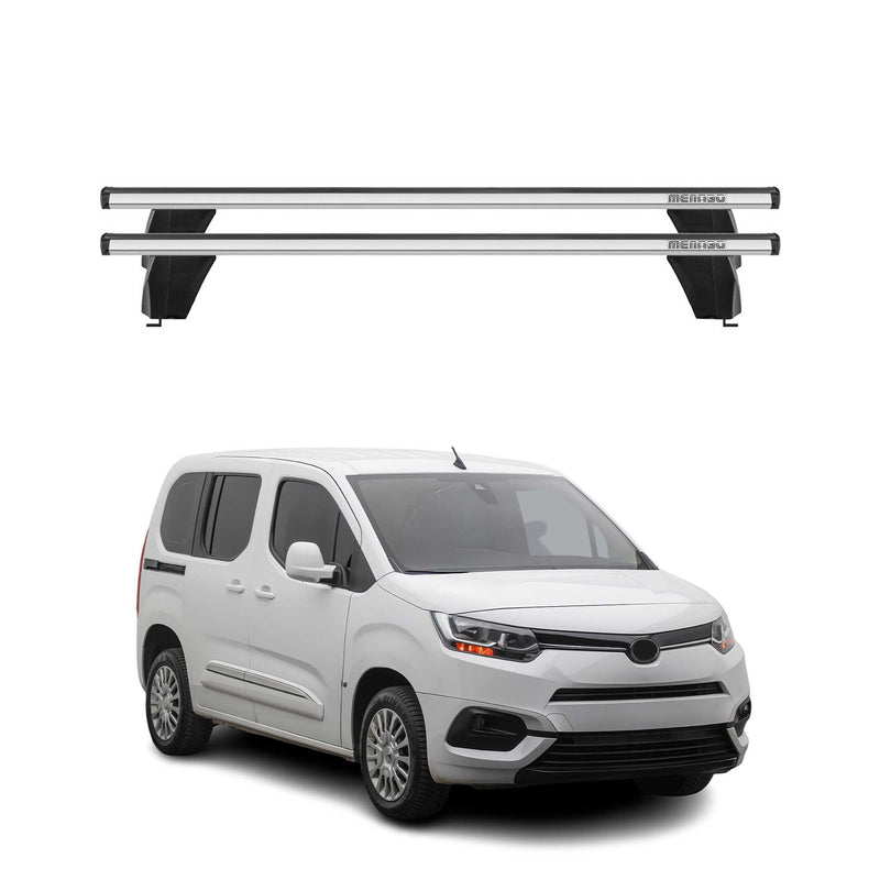 Menabo Barres de toit Transversales pour Toyota Proace City 2018-2025 Alu Gris
