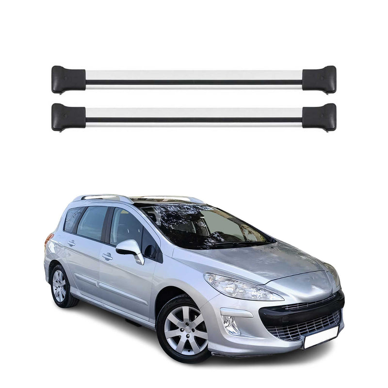 Barres de toit transversales pour Peugeot 308 Break 2007-2013 Aluminium Gris