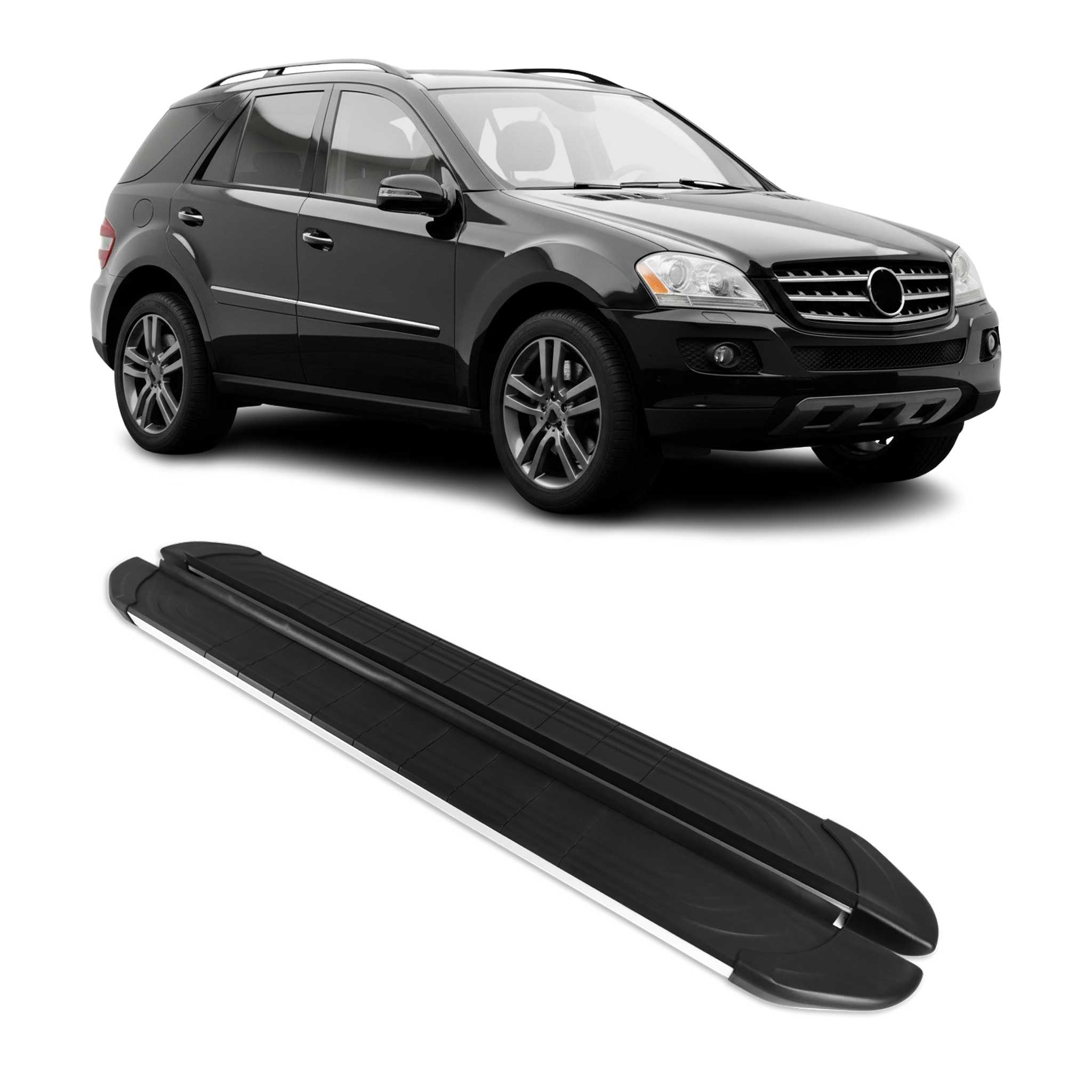 Marchepieds Latéraux pour Mercedes Classe M W164 2006-2011 Alu Gris Noir 2Pcs