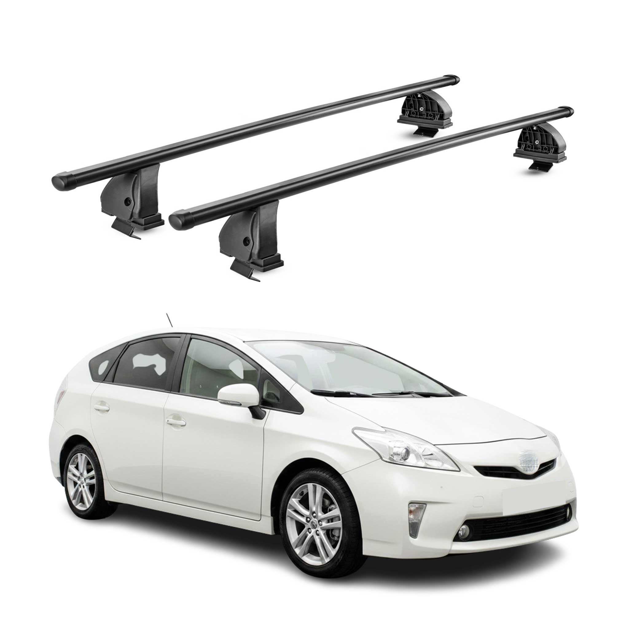 Barres de toit transversales acier pour Toyota Prius+ XV40 2012-2019 TÜV Noir 2x
