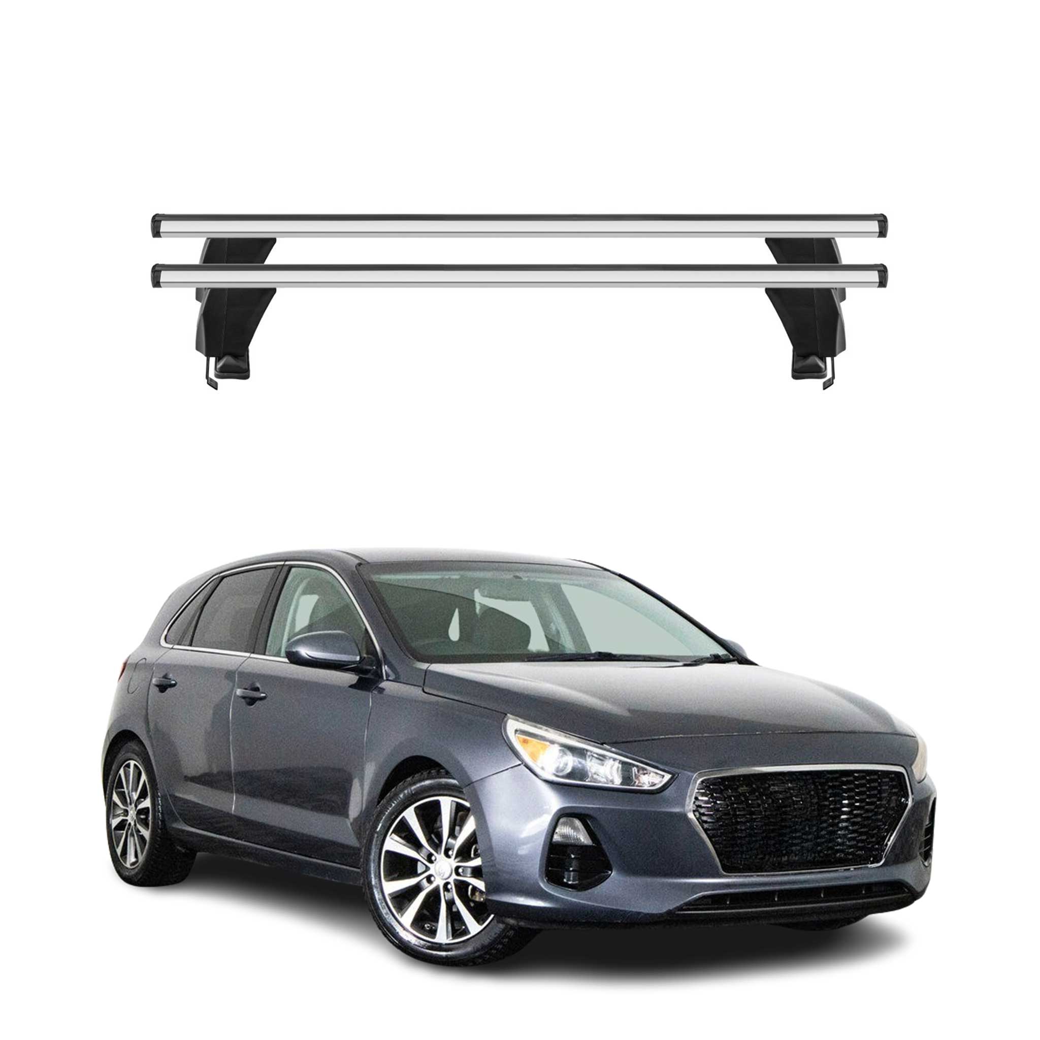 Menabo Barres de toit Transversales pour Hyundai Elantra GT 2017-2020 Alu Gris