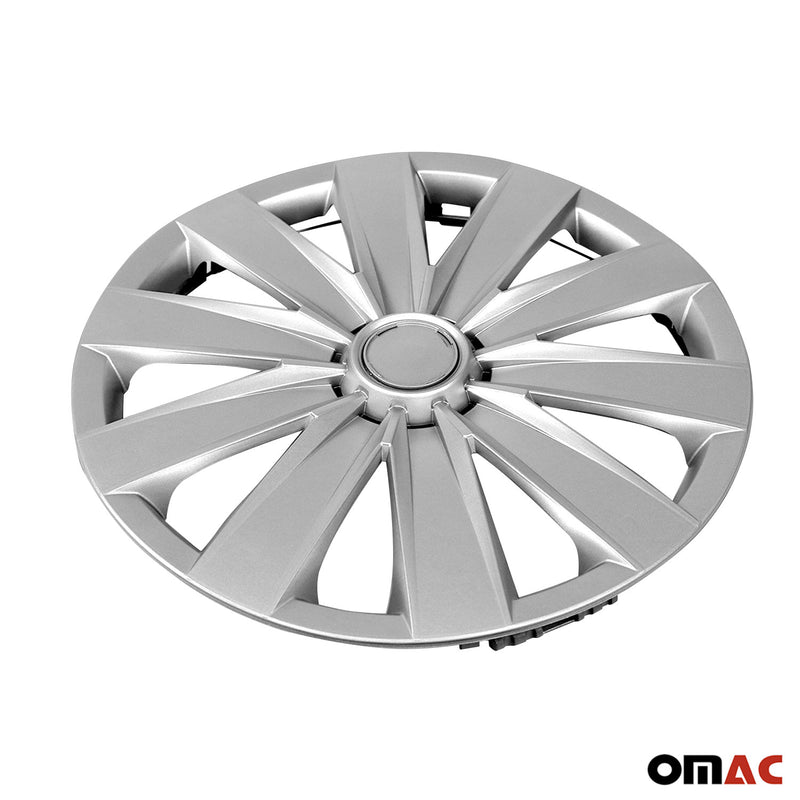 Jeu Enjoliveurs de Roue pour Renault Clio 4Pcs 15 Pouces Gris