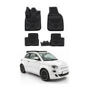 Tapis de sol pour Fiat 500-E 2020-2027 Noir 3D en Caoutchouc TPE 4Pcs