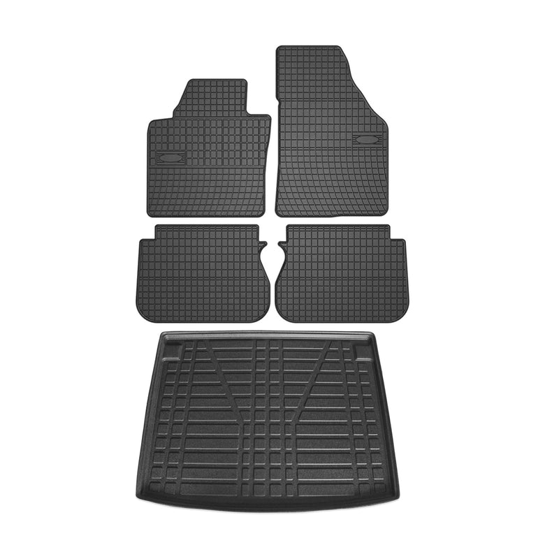 Kit Tapis de sol et coffre pour VW Caddy 2004-2010 Noir TPE