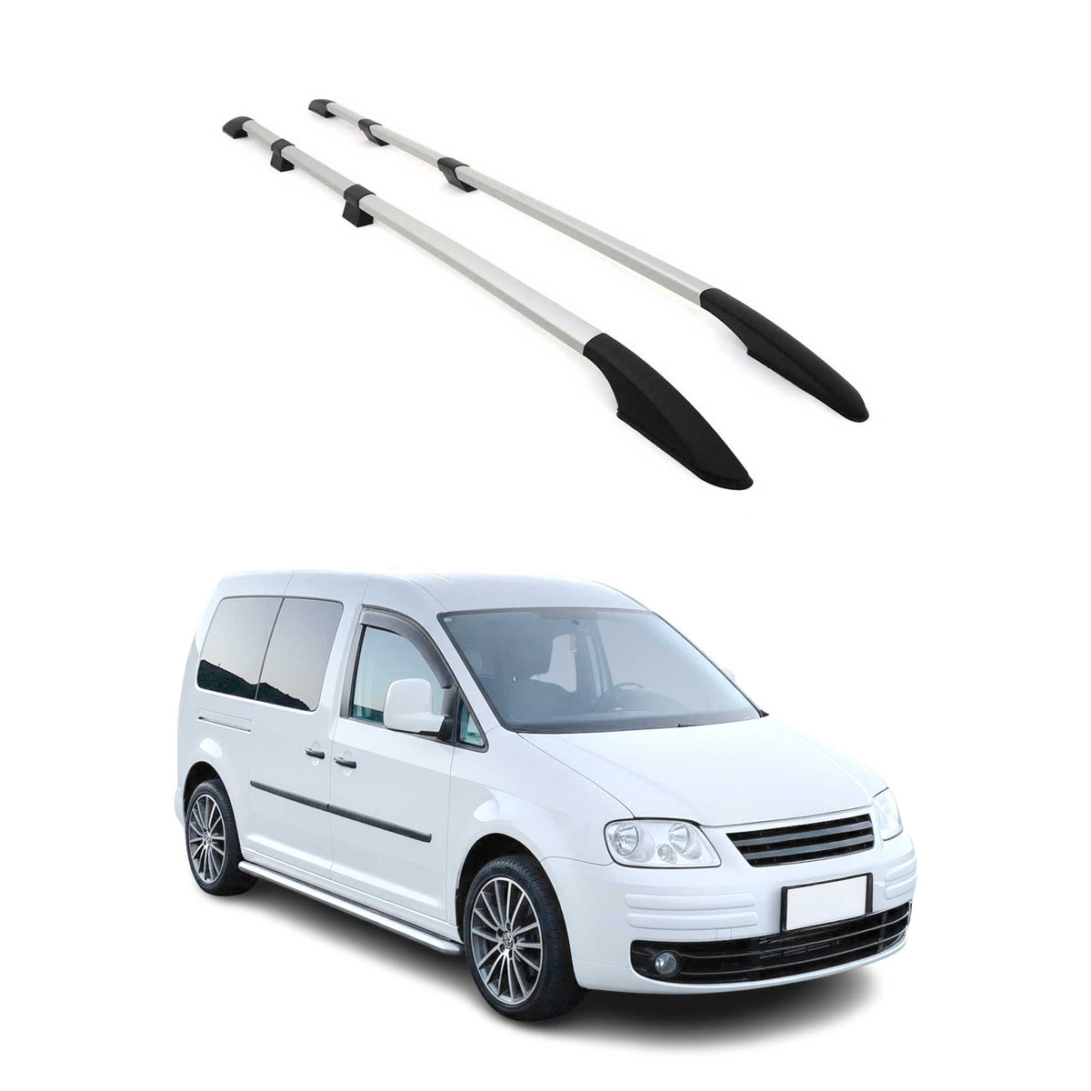 Barres de toit longitudinales pour VW Caddy Maxi IV 2015-2020 L2 Aluminium Gris