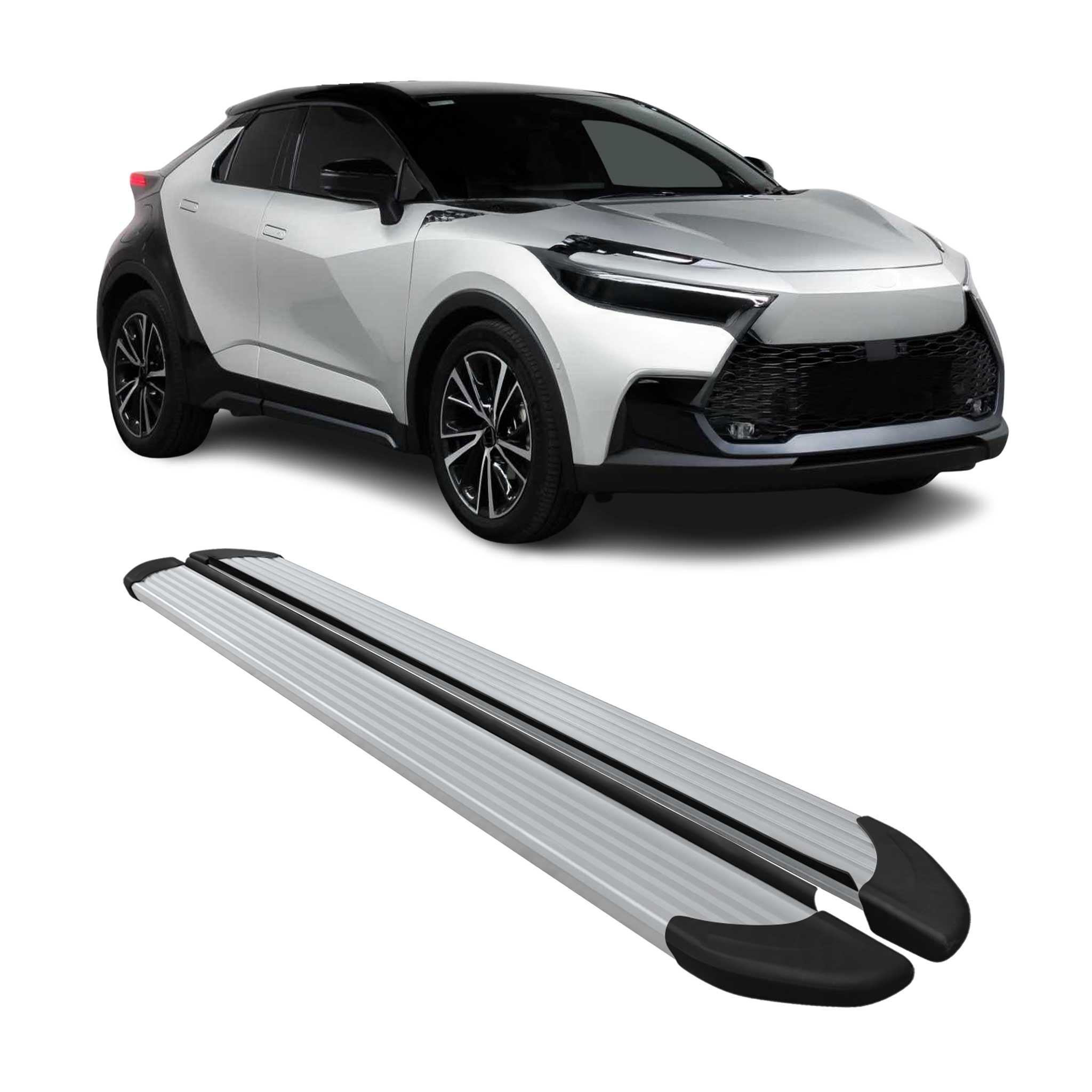 Marchepieds latéraux pédale pour Toyota C-HR AX20 2023-2026 Aluminium 2x Gris