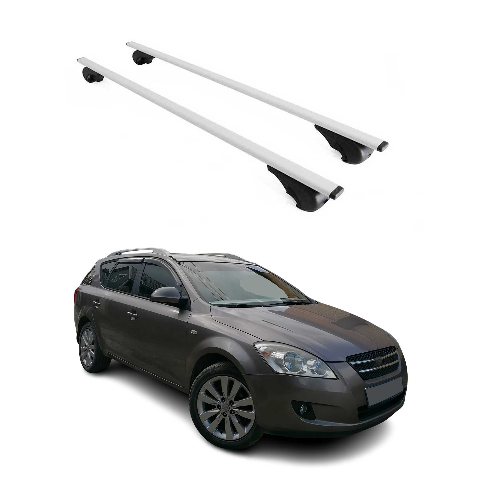 Barres de toit Transversales pour Kia Ceed Break 2007-2012 Fer Argent