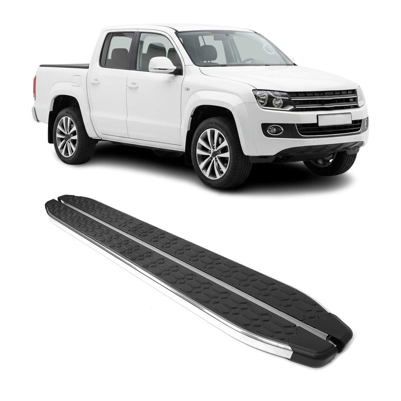 Marchepieds Latéraux pour VW Amarok Double Cab 2010-2022 inox Argent Noir 2x