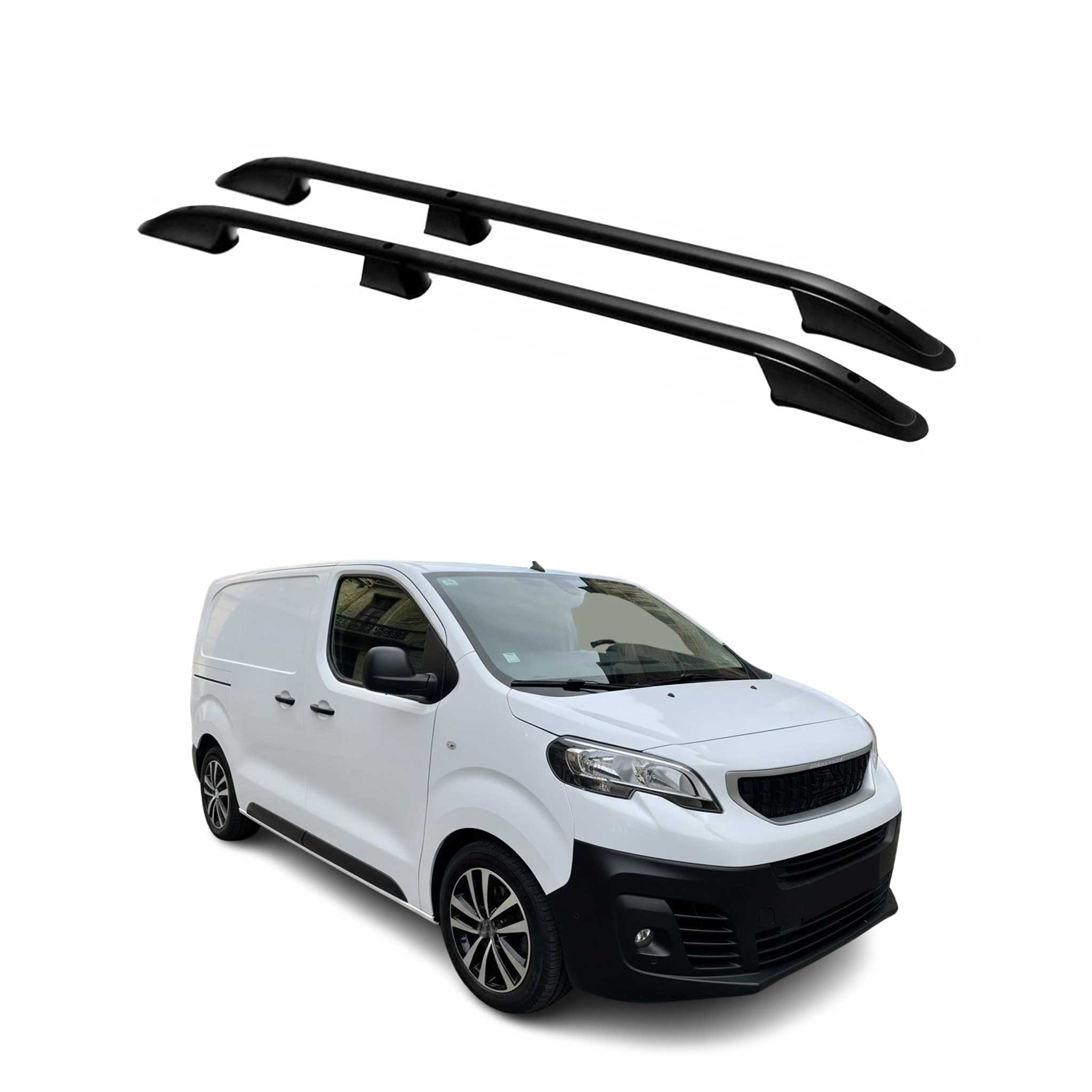 Barres de toit longitudinales pour Peugeot Expert 2016-2024 L1 Aluminium Noir