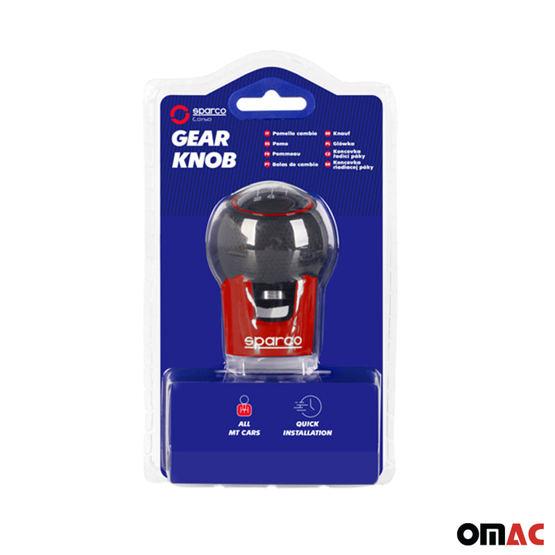 SPARCO pommeau de levier de vitesses manuel en aluminium et simili cuir rouge