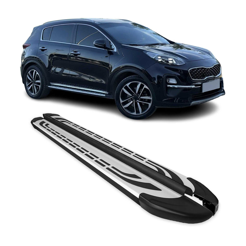 Marchepieds Latéraux pour Kia Sportage 4 2016-2021 Aluminium Gris Noir 2x