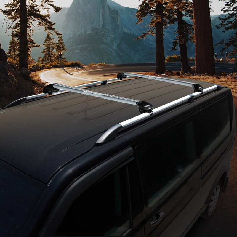 KIT Barres de toit trans+long pour Fiat Doblo Maxi 2010-2021 Alu Gris