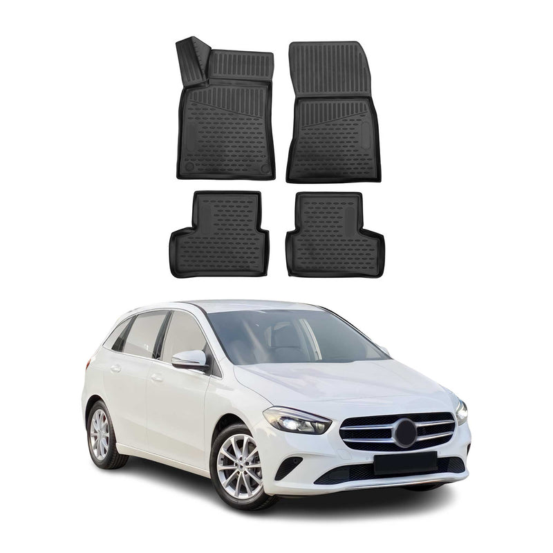 OMAC Tapis de sol pour Mercedes Classe B W247 2019-2025 en caoutchouc Noir