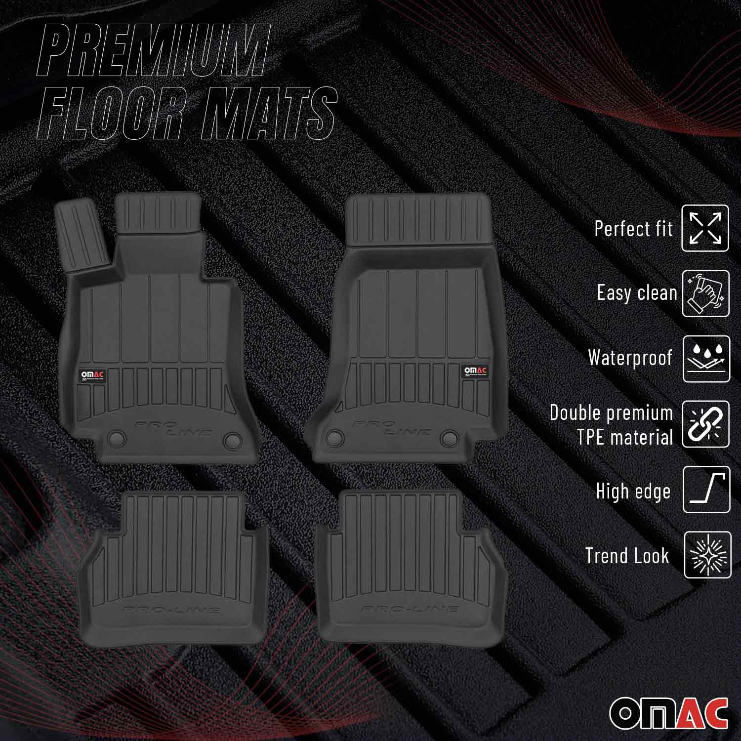 OMAC Tapis de sol en caoutchouc pour Mercedes Classe E 2016-2023 Noir Premium