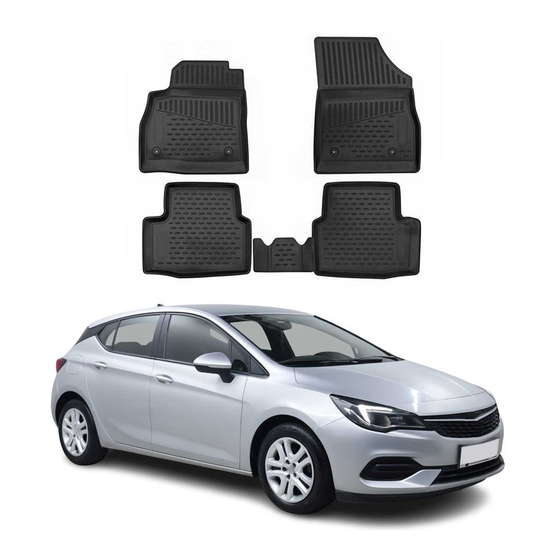 OMAC Tapis de sol pour Opel Astra K 2015-2021 en caoutchouc Noir