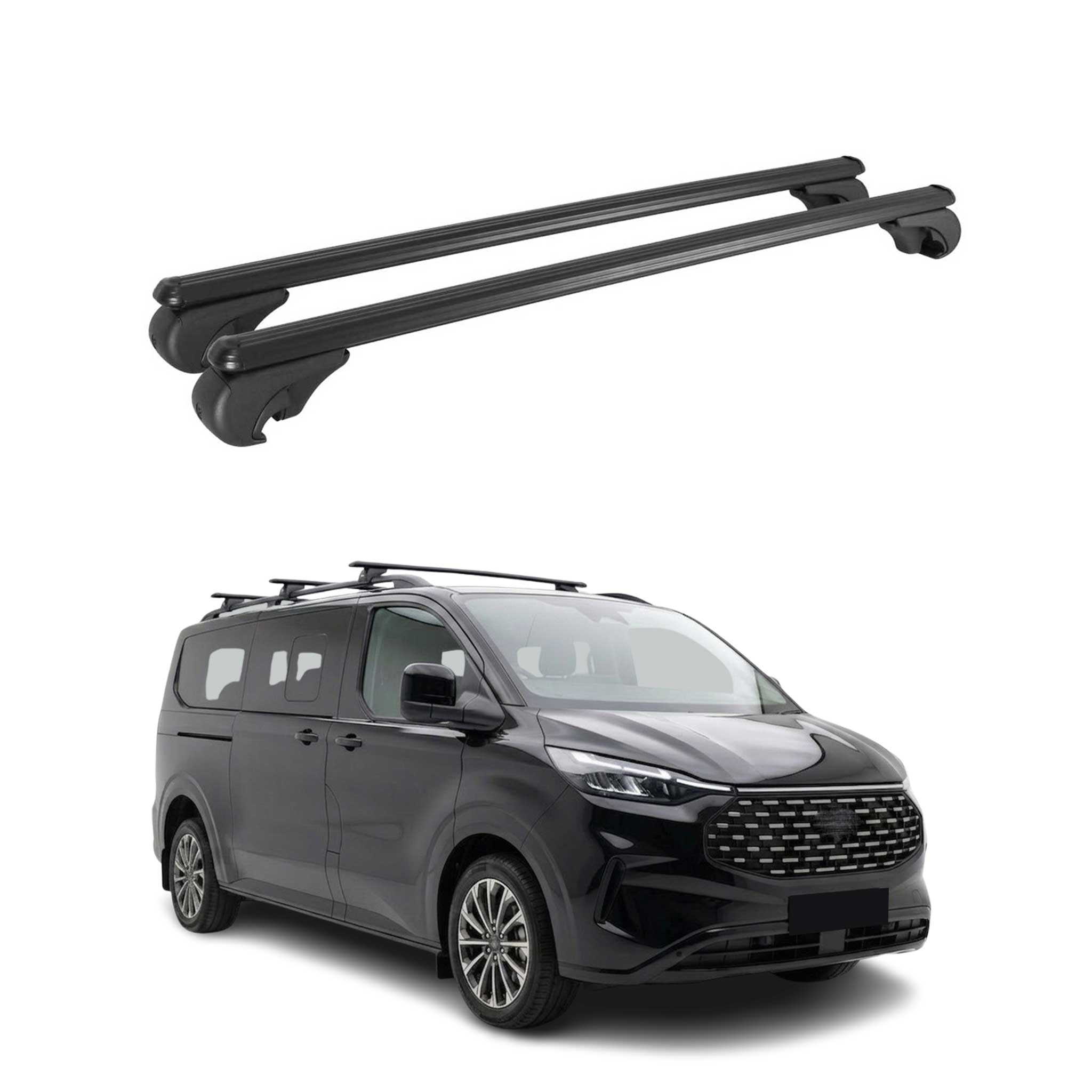 Barres de toit Transversales pour Ford Tourneo Custom II 2023-2026 TÜV Noir 2Pcs