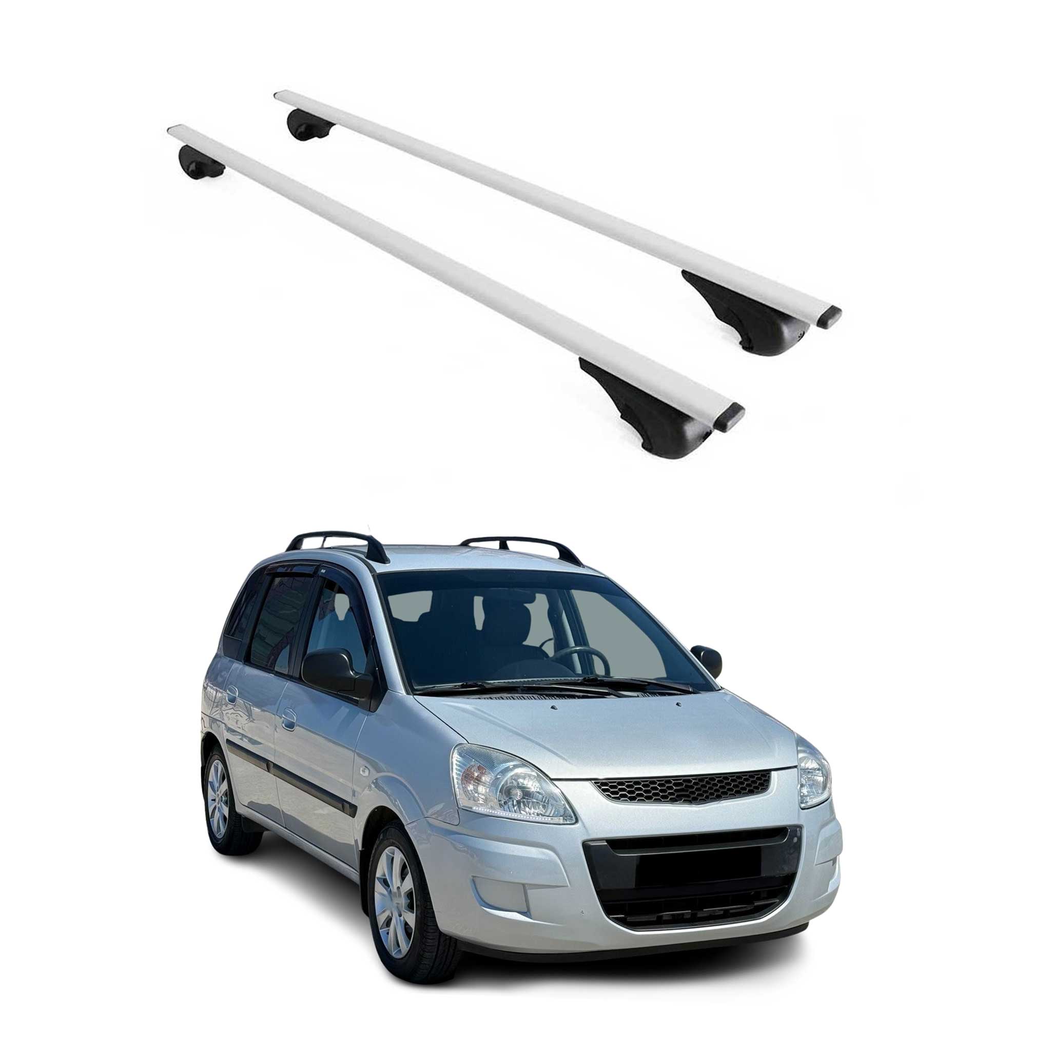 Barres de toit Transversales pour Hyundai Matrix 2001-2010 Fer Argent
