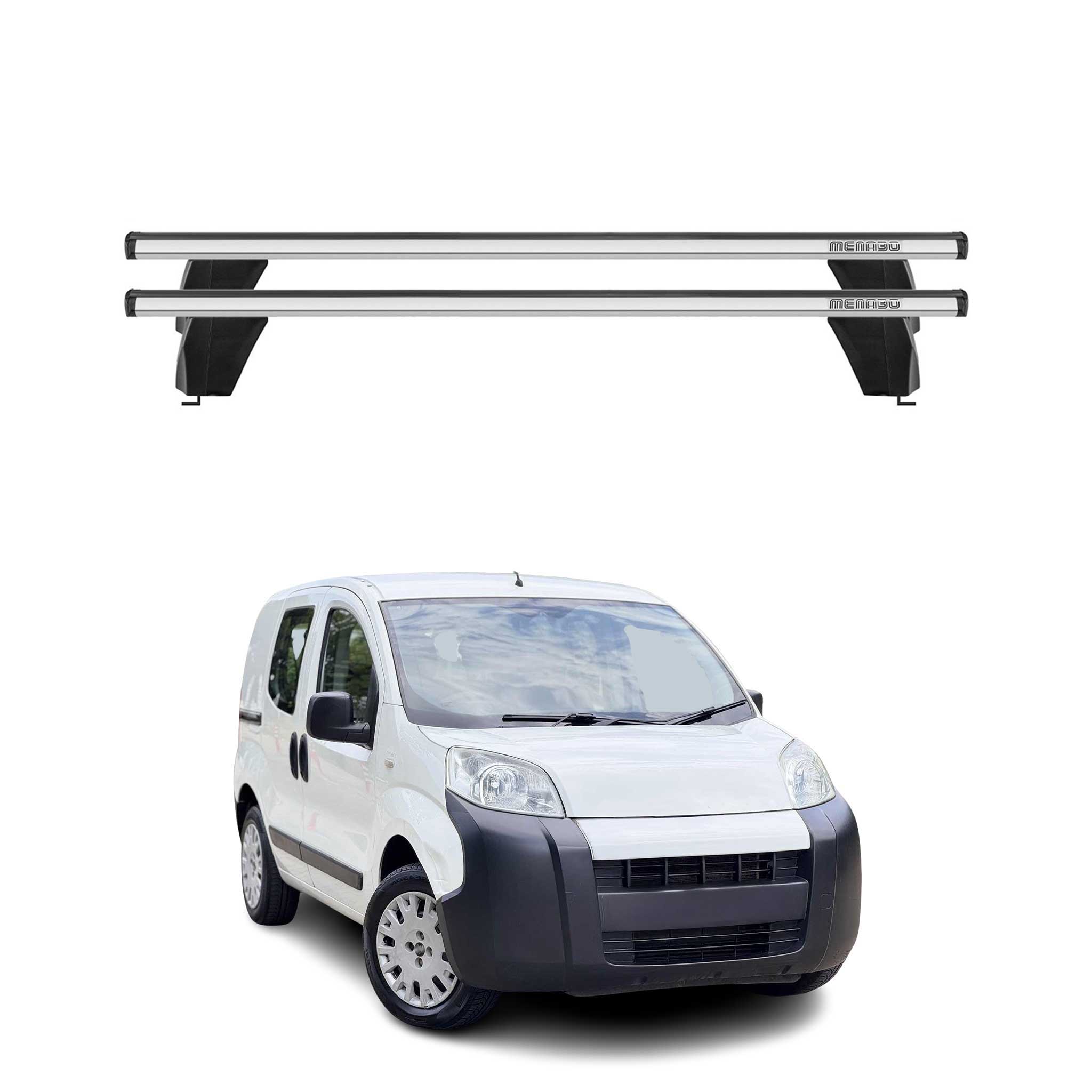 Menabo Barres de toit Transversales pour Citroen Nemo Van 2008-2024 Alu Gris ABE