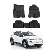 Tapis de sol pour Hyundai Kona-E 2018-2023 Noir 3D en Caoutchouc TPE 4Pcs