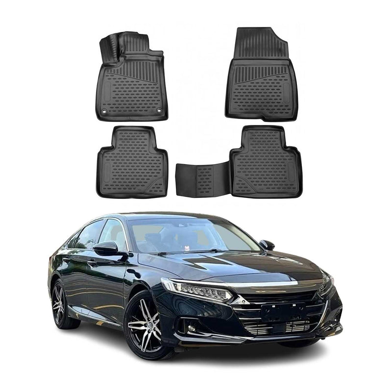 Tapis de sol pour Honda Accord 2018-2021 en caoutchouc TPE 3D Noir 4Pcs
