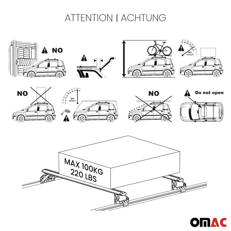 Barres de toit transversales TÜV pour Audi Q8 F1 2018-2024 Alu Noir 2 pièces