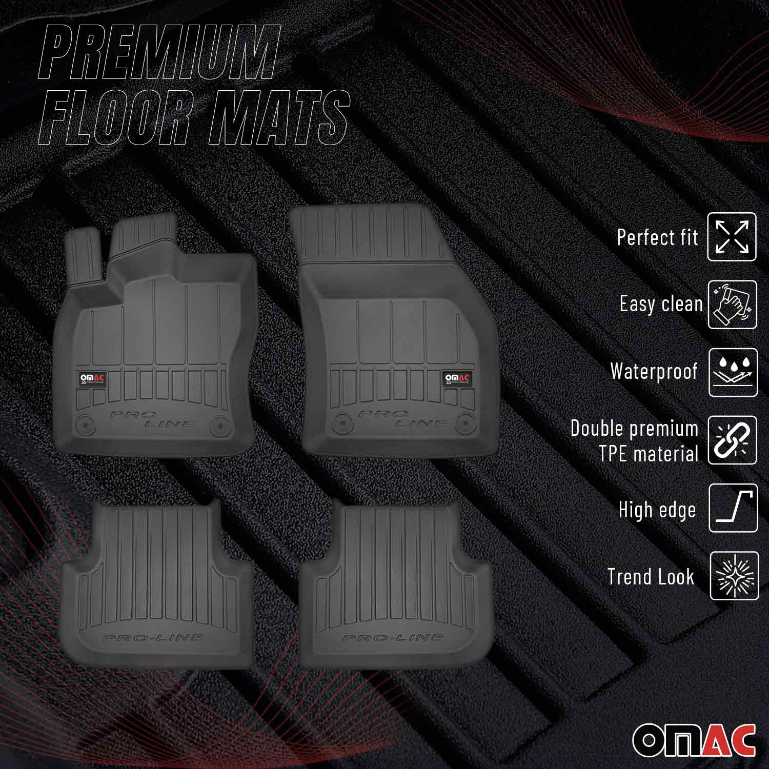 OMAC Tapis de sol en caoutchouc pour VW Tiguan mk2 2016-2024 Noir Premium