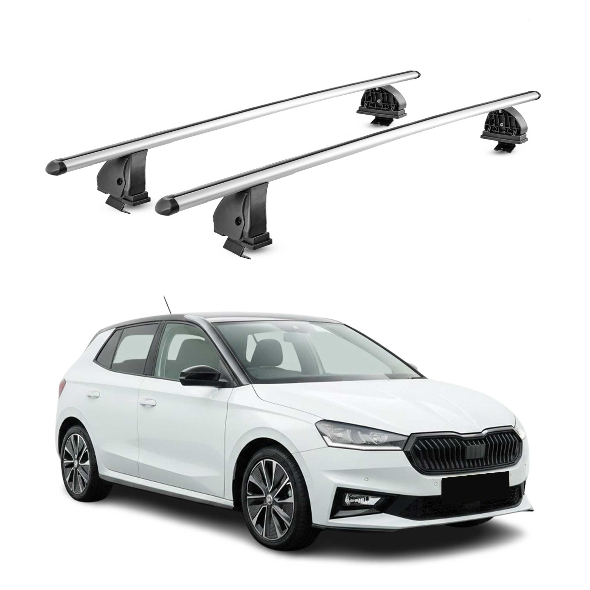 Barres de toit transversales Alu pour Skoda Fabia IV 2022-2026 TÜV 75 kg Gris 2x
