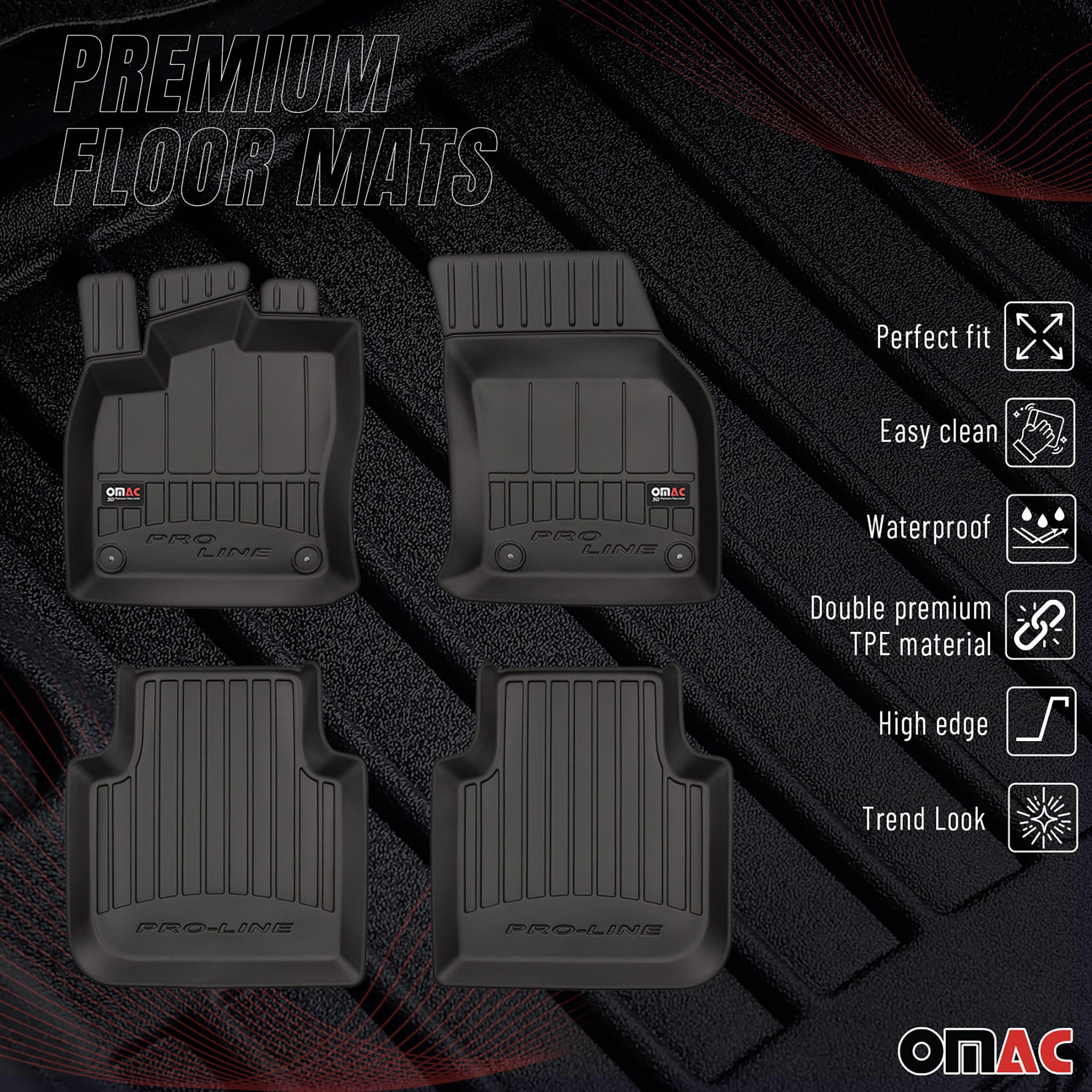 Tapis de Sol pour Skoda Kodiaq 2016-2022 TPE Noir