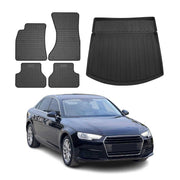 Kit Tapis de sol et coffre pour Audi A4 S4 B9 Berline 2016-2025 Noir TPE