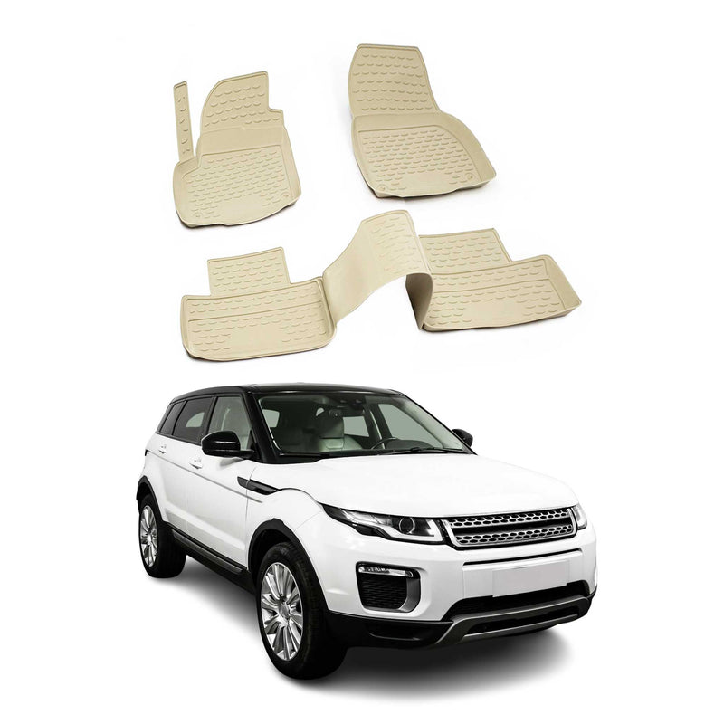 Tapis de sol pour Range Rover Evoque 2011-2019 en caoutchouc TPE 3D Beige 4Pcs
