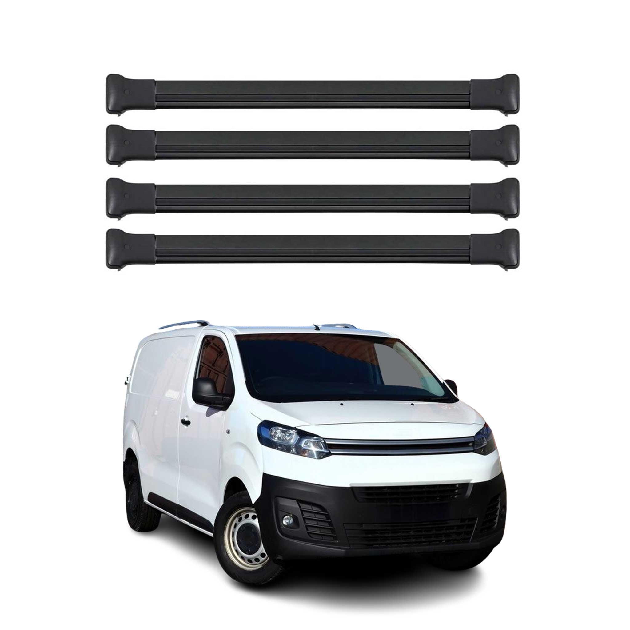 Barres de Toit transversales pour Citroen Jumpy / SpaceTourer 2016-2026 Noir 4x