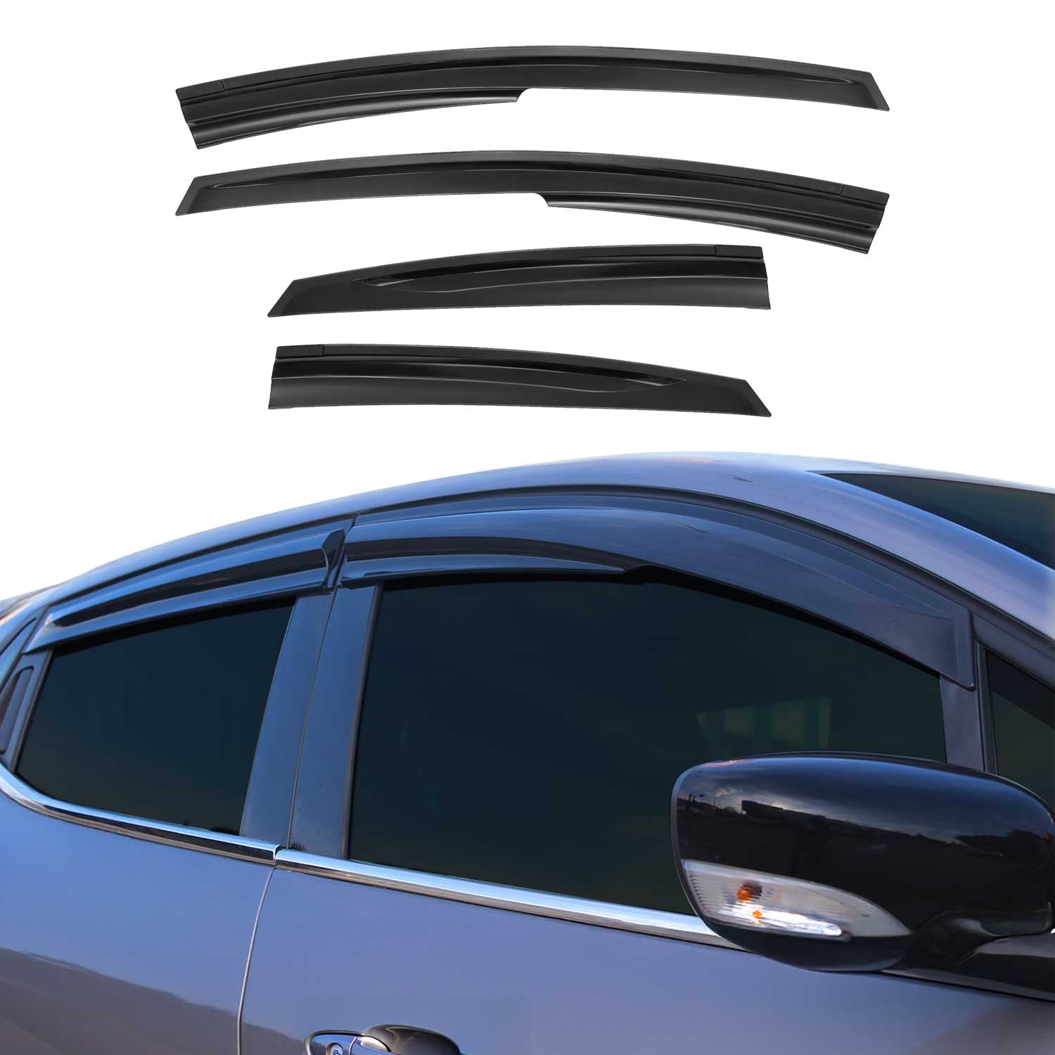 Déflecteurs de Vent pluie d'air pour Toyota Prius 2012-2015 Acrylique Noir 4 Pcs