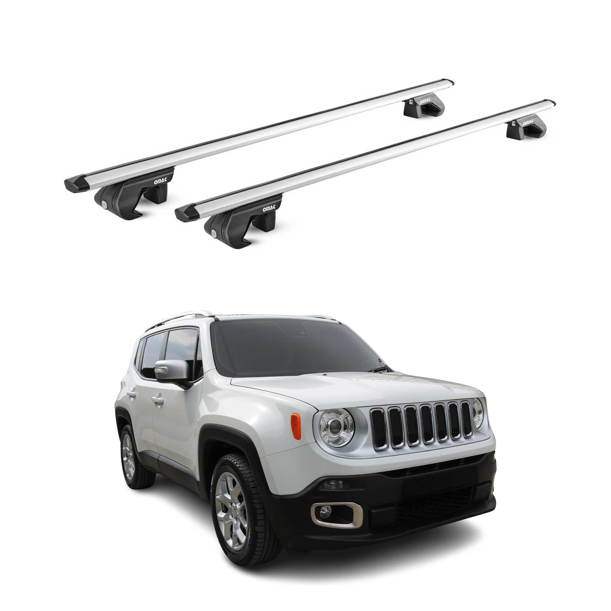 Barres de toit transversales pour Jeep Renegade BU 2015-2025 5 P Alu Gris 2x ABE