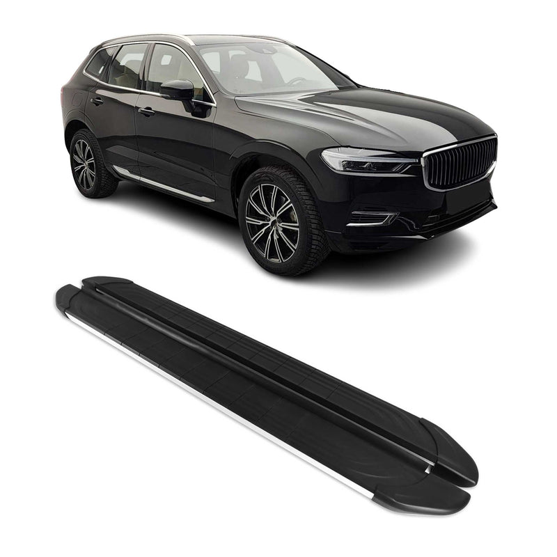 2017-2024 Volvo XC60 Marchepieds latéraux pédale Aluminium Gris Noir 2Pcs