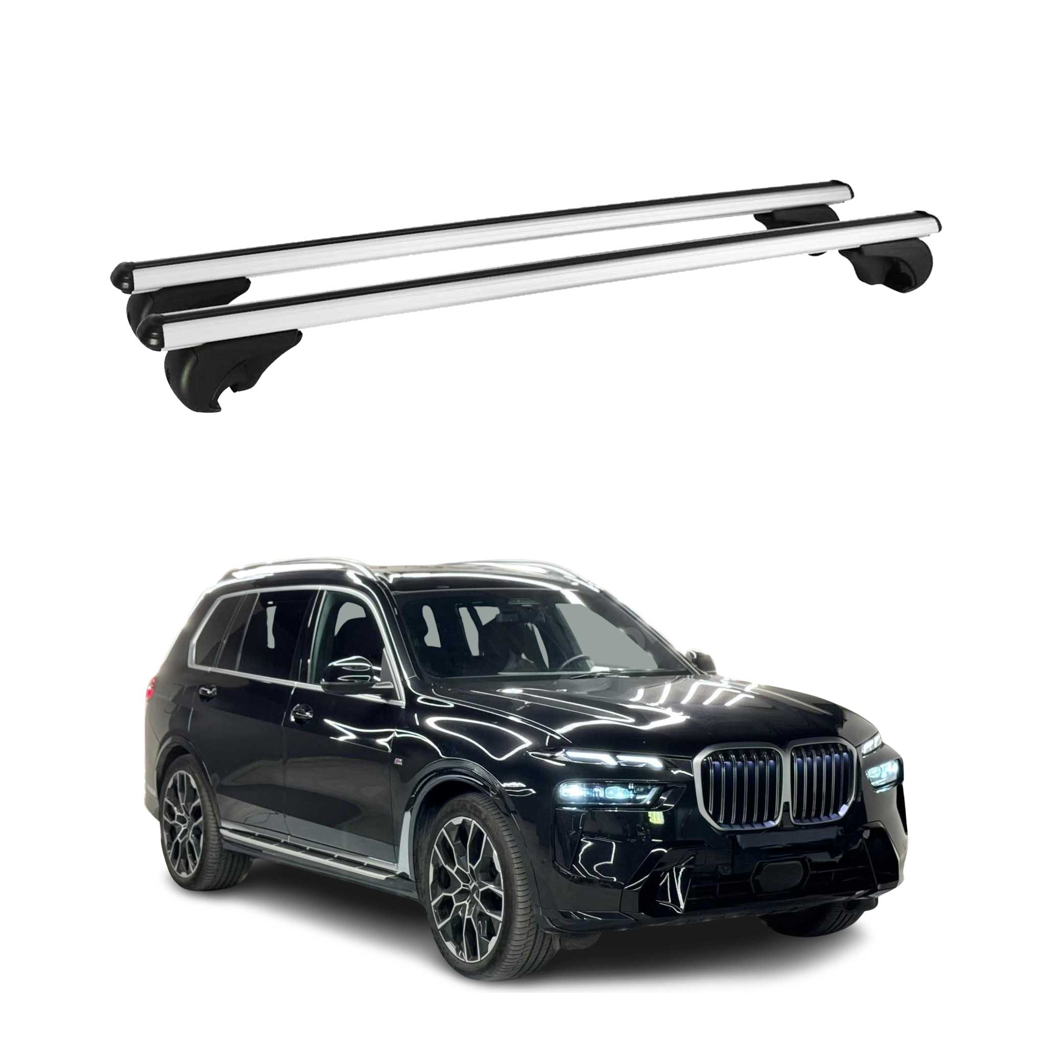 Barres de toit transversales pour BMW X7 G07 2018-2026 Aluminium Argent