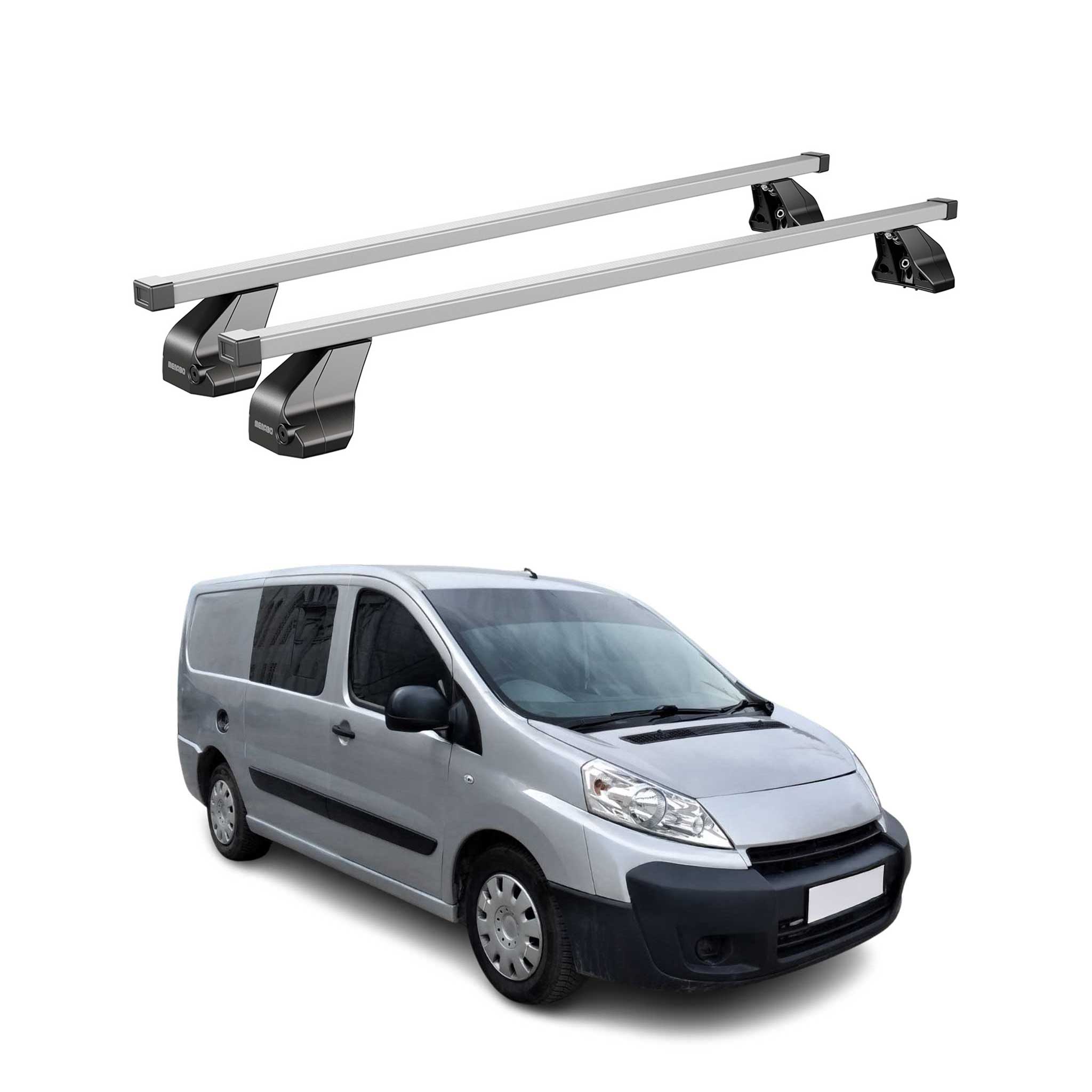 Barres de toit transversales pour Peugeot Expert 2007-2016 Acier Gris